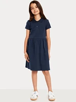 School Uniform Fit and Flare Pique Polo Dress for Girls
