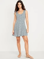 Sleeveless Crepe Button-Front Mini Dress
