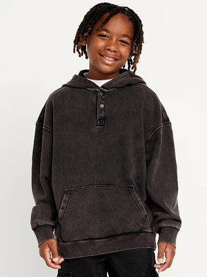 Oversized Fleece Henley Hoodie for Boys