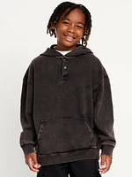 Oversized Fleece Henley Hoodie for Boys
