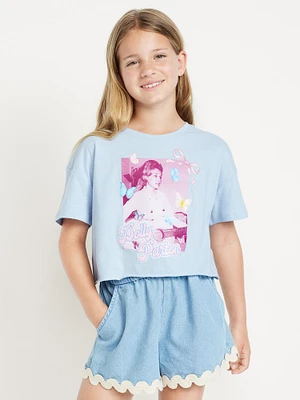Dolly Parton Oversized Cropped Graphic T-Shirt for Girls
