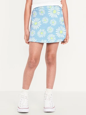 Printed Wrap-Front Jacquard-Knit Skort for Girls