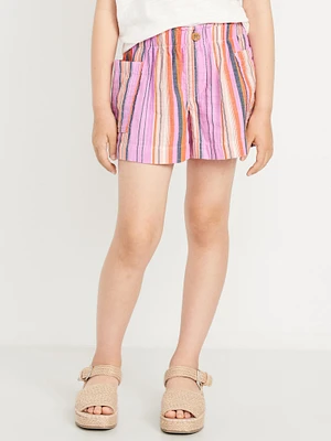 Printed Double-Weave Pull-On Utility Shorts for Girls