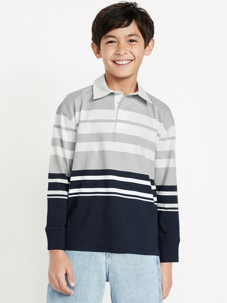 Printed ong-Sleeve Polo Shirt for Boys