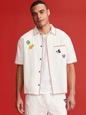 Old Navy x Disney Linen-Blend Cropped Utility Shirt