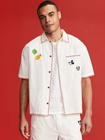 Old Navy x Disney Linen-Blend Cropped Utility Shirt
