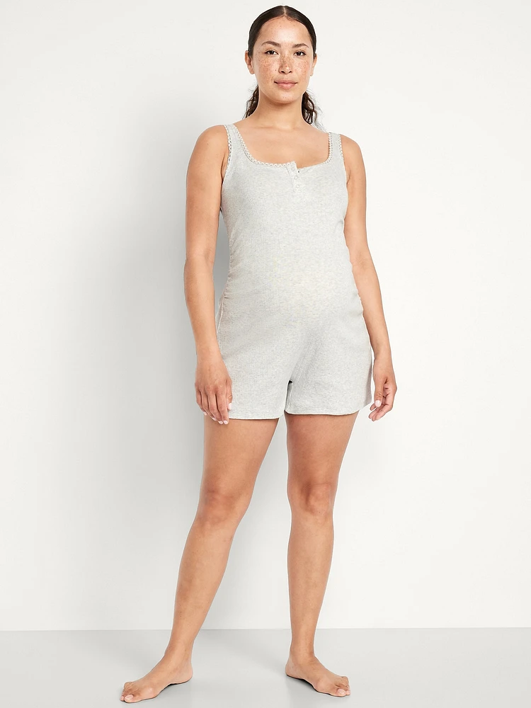 Maternity Pointelle Henley Pajama Romper