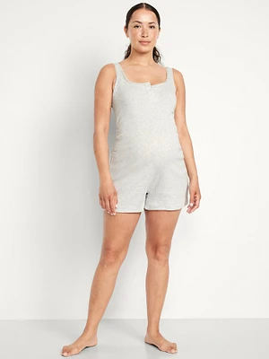 Maternity Pointelle Henley Pajama Romper