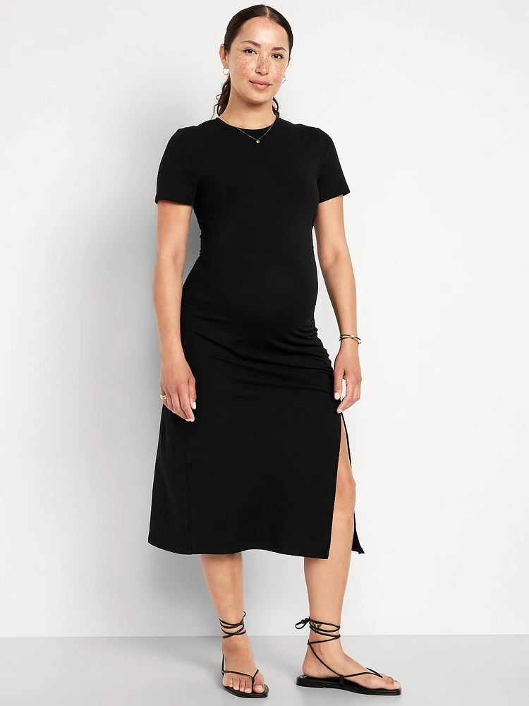 Maternity Short-Sleeve Ruched Dress