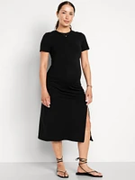 Maternity Short-Sleeve Ruched Dress