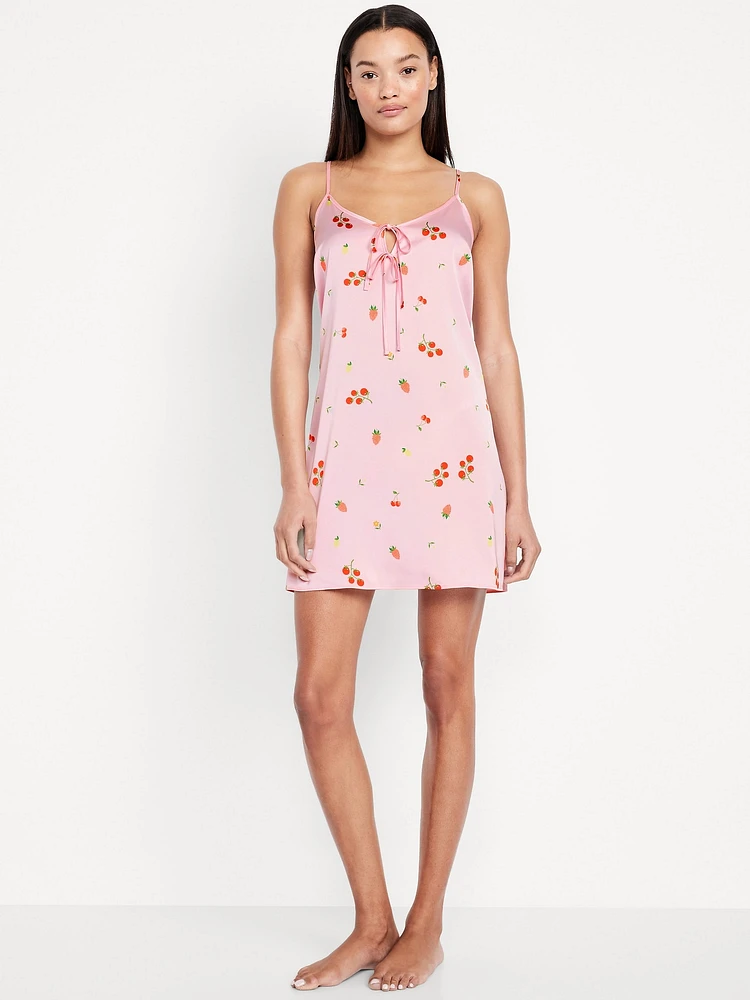 Tie-Front Satin Nightgown