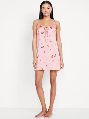 Tie-Front Satin Nightgown
