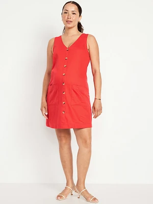 Maternity V-Neck Denim Mini Dress