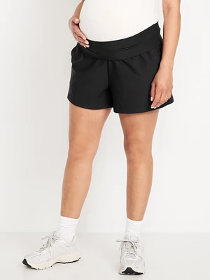Maternity Rollover-Waist PowerSoft Shorts - 3-inch inseam