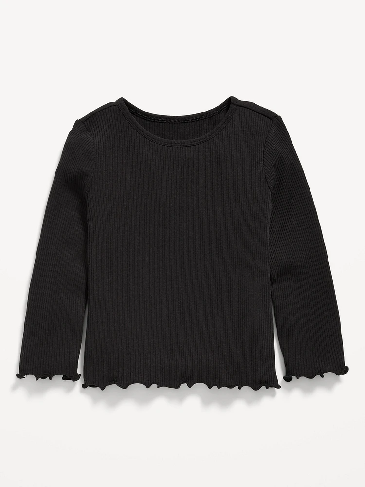 Fitted Long-Sleeve Ribbed T-Shirt for Toddler Girls
