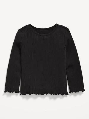 Fitted Long-Sleeve Ribbed T-Shirt for Toddler Girls