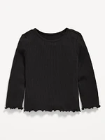 Fitted Long-Sleeve Ribbed T-Shirt for Toddler Girls