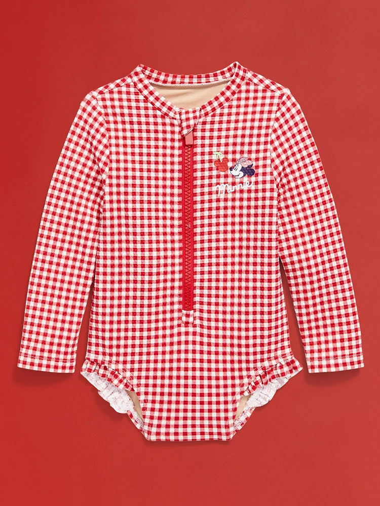 Old Navy x Disney Minnie Mouse Zip-Front Rashguard One-Piece Swimsuit for Baby