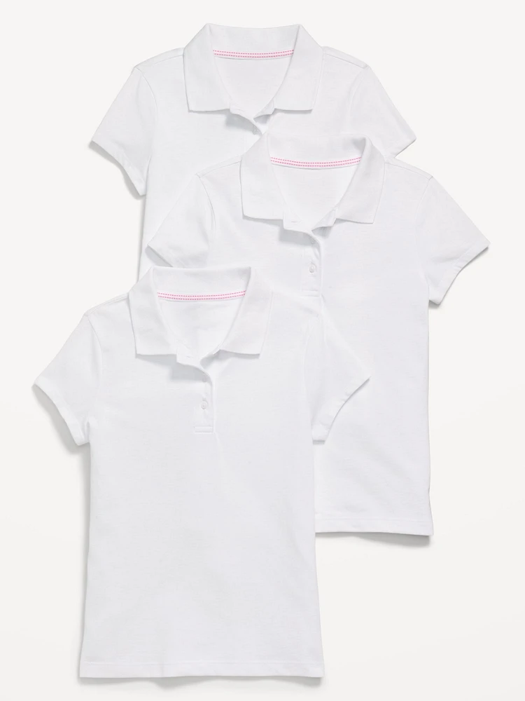 School Uniform Jersey-Knit Polo Shirt 3-Pack for Girls