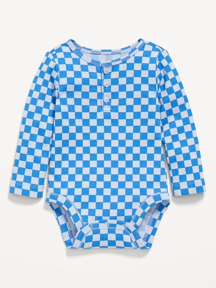 Printed Long-Sleeve Henley Bodysuit for Baby