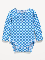 Printed Long-Sleeve Henley Bodysuit for Baby
