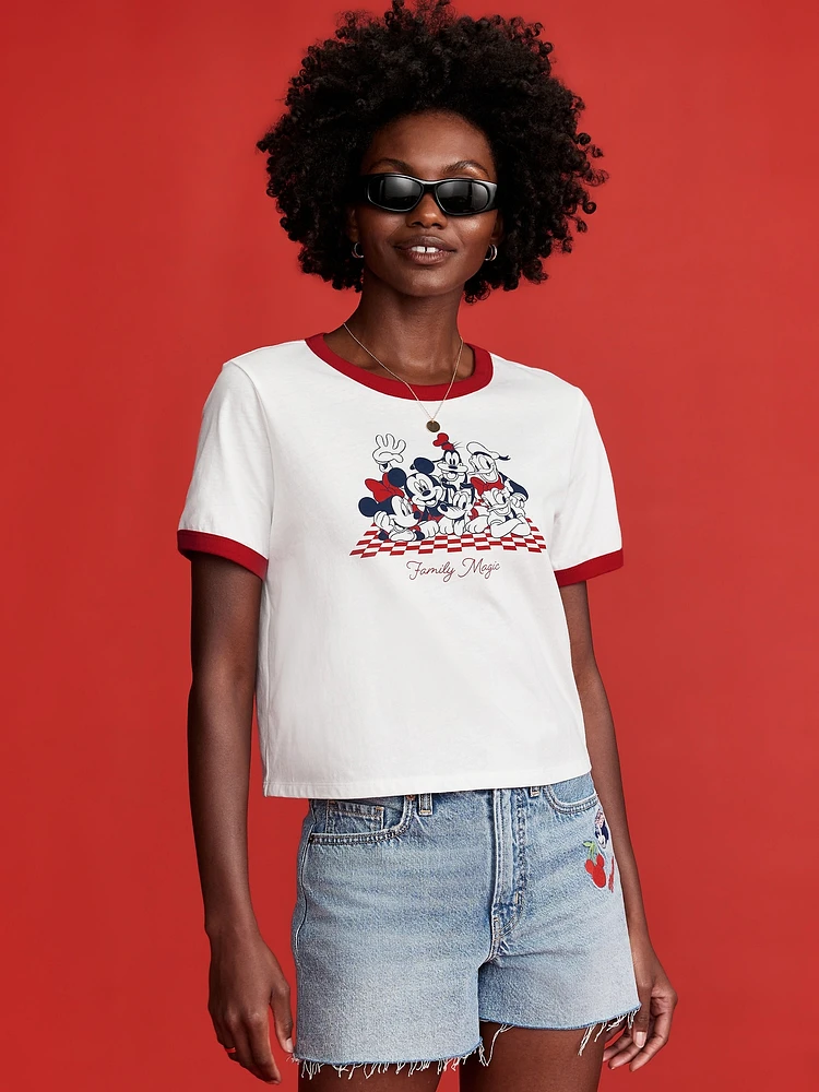 Old Navy x Disney Graphic Cropped Ringer T-Shirt
