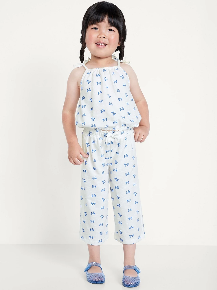 Printed Cinched-Hem Cami and Wide-Leg Pants Set for Toddler Girls