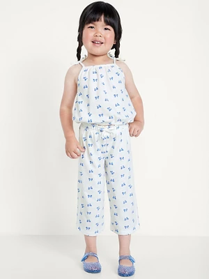 Printed Cinched-Hem Cami and Wide-Leg Pants Set for Toddler Girls