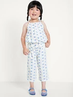 Printed Cinched-Hem Cami and Wide-Leg Pants Set for Toddler Girls