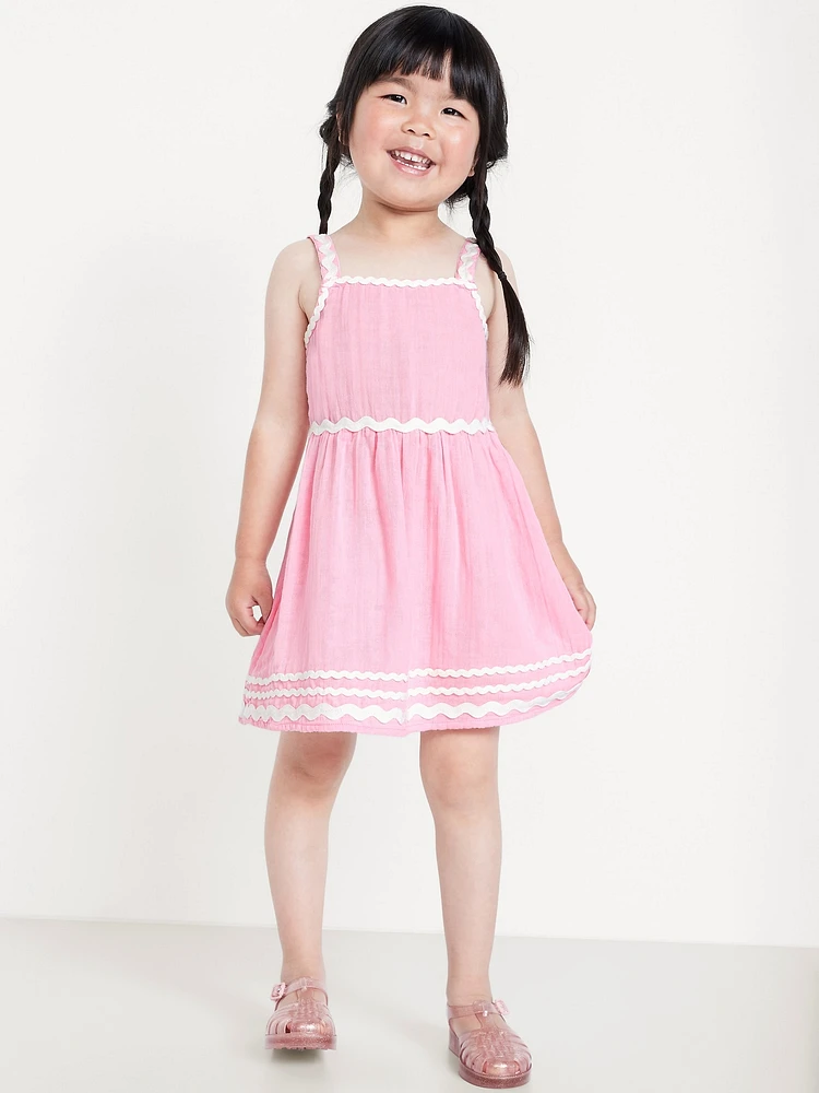 Sleeveless Double-Weave Fit and Flare Dress for Toddler Girls