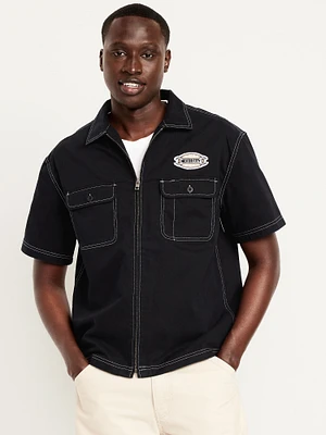 Short-Sleeve Moto Zip Shirt