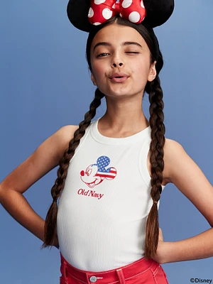 Old Navy x Disney Mickey Mouse Fitted Ribbed Logo-Graphic Flag Tank Top for Girls