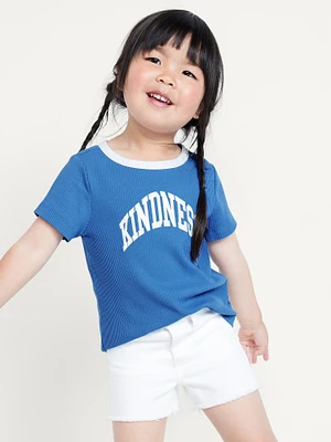 Short-Sleeve Ribbed Graphic T-Shirt for Toddler Girls