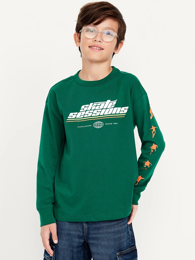 Oversized ong-Sleeve Graphic T-Shirt for Boys