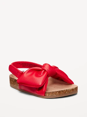 Faux-Leather Bow-Front Sandals for Baby