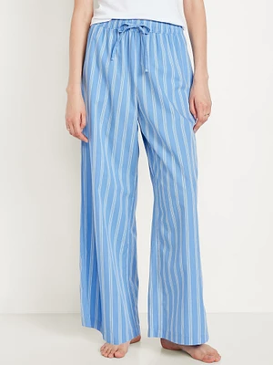High-Waisted Poplin Pajama Pants