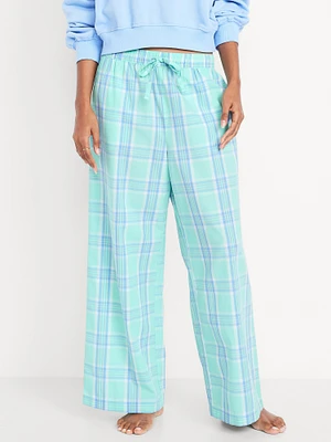 Poplin Wide-Leg Pajama Pants