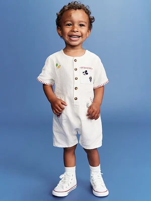 Old Navy x Disney Embroidered Linen-Blend One-Piece Romper for Baby