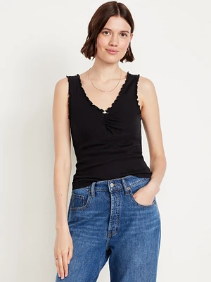 Cinched Rib-Knit Tank Top