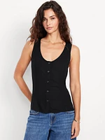 Button-Down Crepe Tank Top
