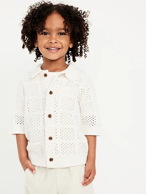 Oversized Crochet-Knit Shirt for Toddler Boys