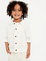Oversized Crochet-Knit Shirt for Toddler Boys