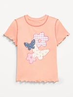 Fitted Lettuce-Edge Graphic T-Shirt for Girls