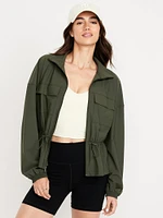 SleekTech Oversized Cinched-Waist Jacket