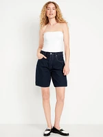 Mid-Rise Baggy Jean Bermuda Shorts - 9-inch inseam