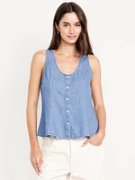 Button-Down Denim Swing Top