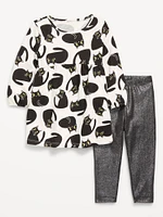 Long-Sleeve Dress and Leggings Set for Toddler Girls