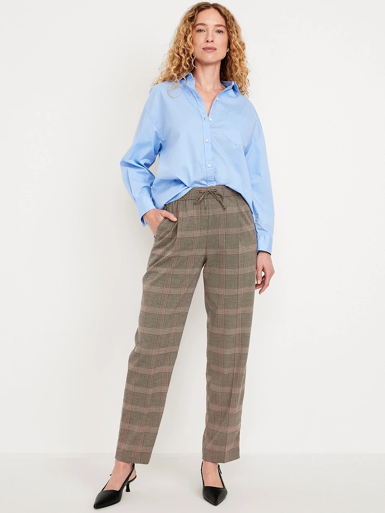 High-Waisted Billie Straight Plaid Ankle Pants