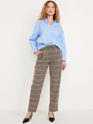 High-Waisted Billie Straight Plaid Ankle Pants