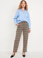 High-Waisted Billie Straight Plaid Ankle Pants
